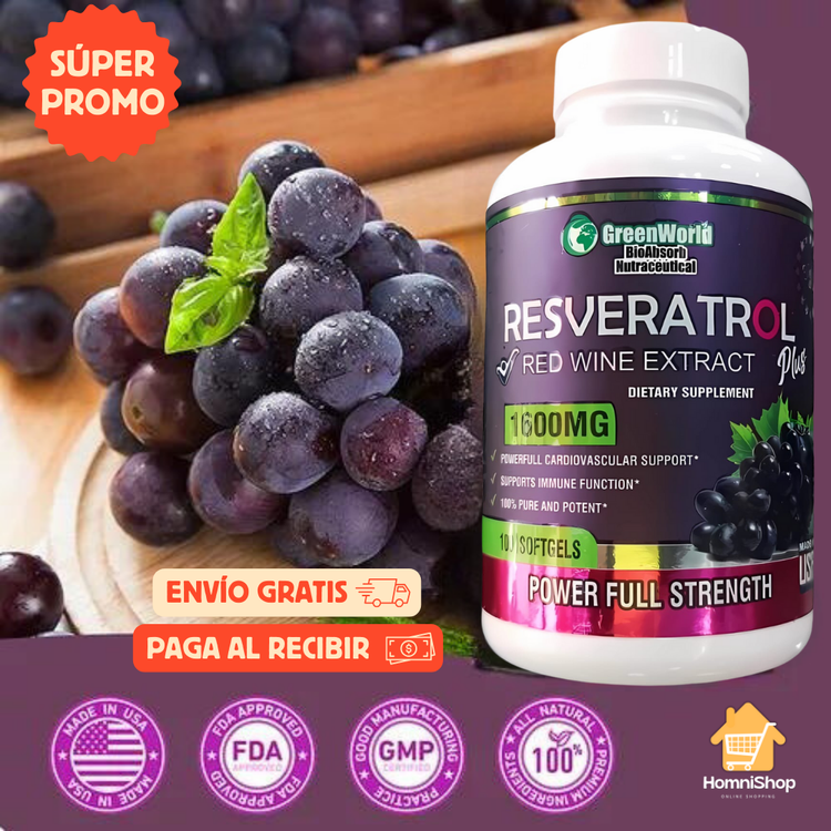 100% Certificado Resveratrol puro para energía y vitalidad 100% ORIGINAL ®