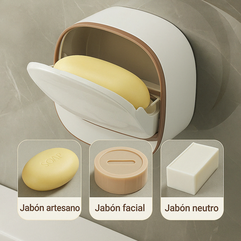 Soporte de Jabón PREMIUM™ – Jabón seco y baño impecable, con diseño elegante.