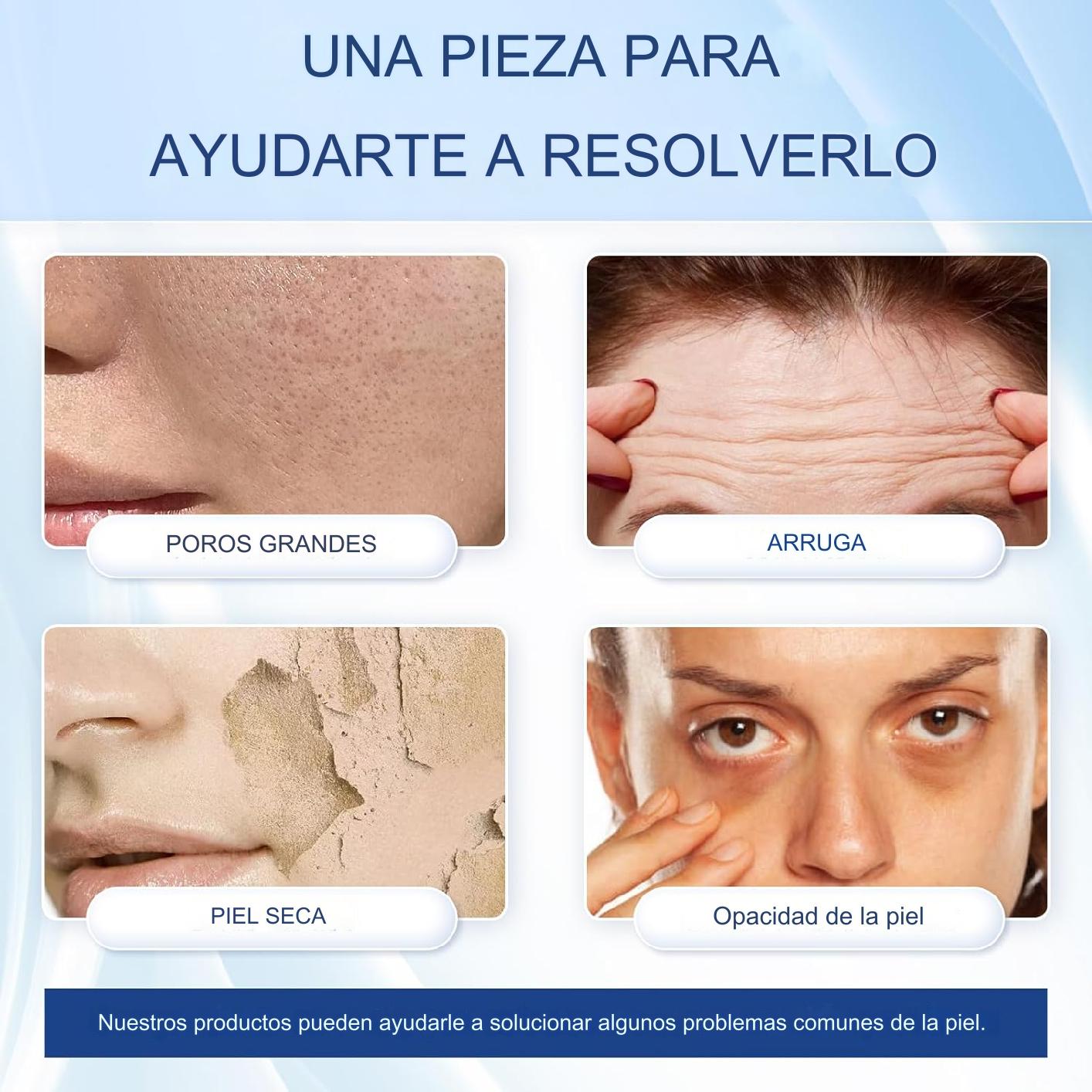 x4 Máscara facial hidratante y reafirmante con colágeno, ácido hialurónico y péptidos; mejora la hidratación y elasticidad de la piel.