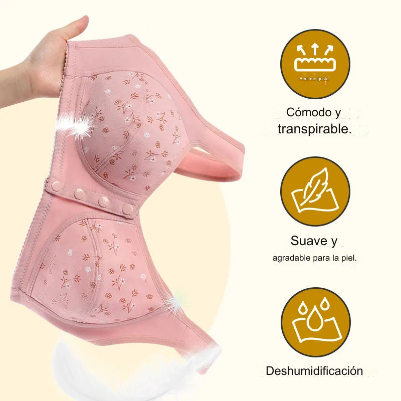 Sujetador con cierre frontal, ropa interior transpirable sin aros para mujer
