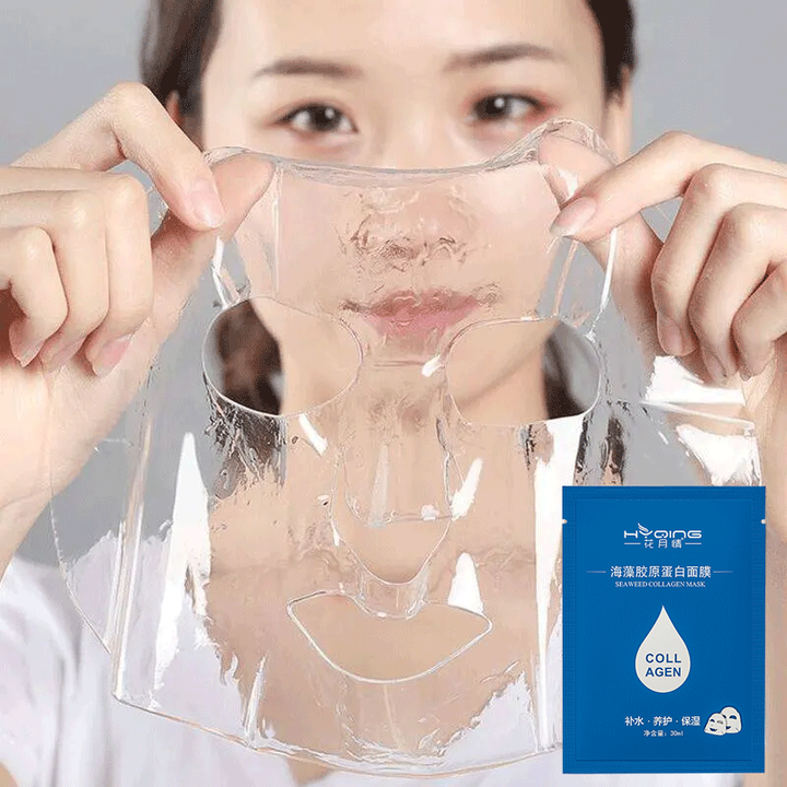 Seomou- Mascarilla Facial de Algas Marinas con Ácido Hialurónico y Colágeno, Hidratación y Rejuvenecimiento Profundo