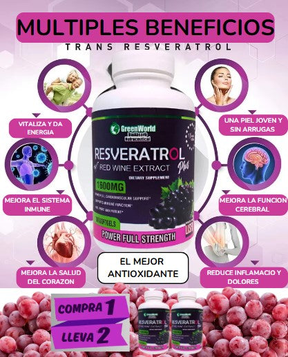 100% Certificado Resveratrol puro para energía y vitalidad 100% ORIGINAL ®