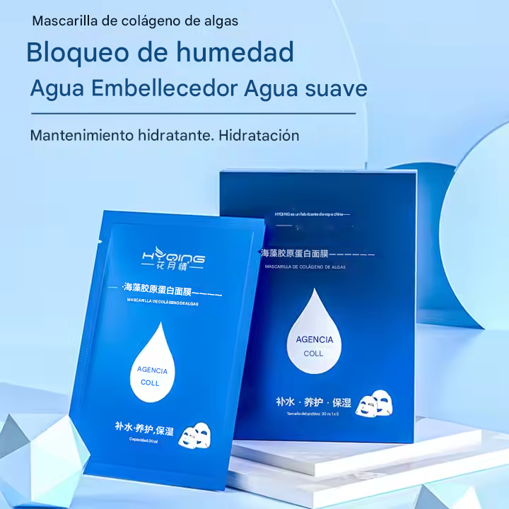 Seomou- Mascarilla Facial de Algas Marinas con Ácido Hialurónico y Colágeno, Hidratación y Rejuvenecimiento Profundo