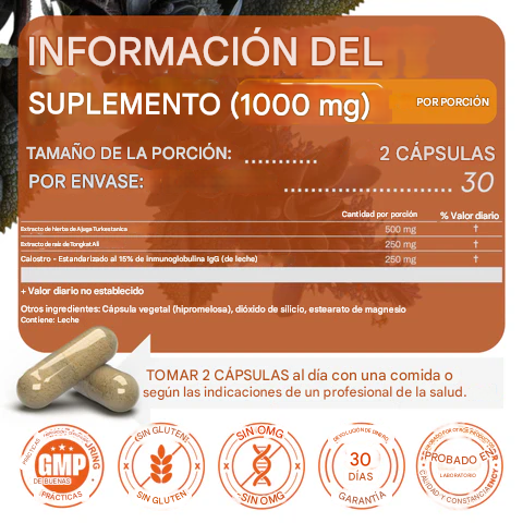 Turkesterone + Tongkat Ali – Fuerza, Vitalidad y Testosterona Natural en una sola cápsula