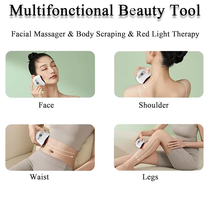 ZenEnergía™ Masajeador facial antienvejecimiento eléctrico Gua Sha Tabla de raspar Calor y vibración Anti-Envejecimiento facial