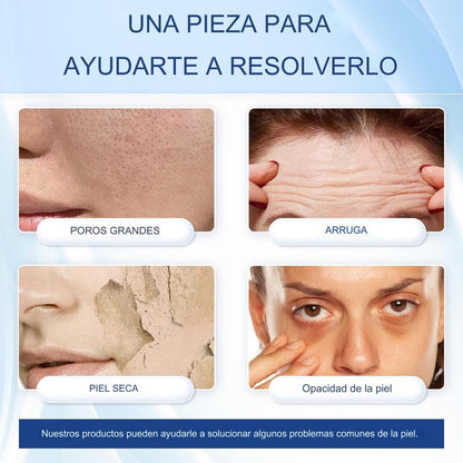 x4 Máscara facial hidratante y reafirmante con colágeno, ácido hialurónico y péptidos; mejora la hidratación y elasticidad de la piel.
