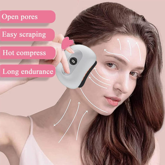 ZenEnergía™ Masajeador facial antienvejecimiento eléctrico Gua Sha Tabla de raspar Calor y vibración Anti-Envejecimiento facial