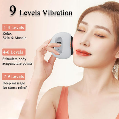 ZenEnergía™ Masajeador facial antienvejecimiento eléctrico Gua Sha Tabla de raspar Calor y vibración Anti-Envejecimiento facial
