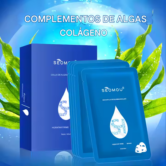 Seomou- Mascarilla Facial de Algas Marinas con Ácido Hialurónico y Colágeno, Hidratación y Rejuvenecimiento Profundo