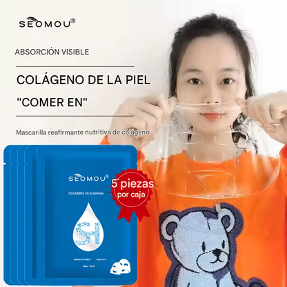 Seomou- Mascarilla Facial de Algas Marinas con Ácido Hialurónico y Colágeno, Hidratación y Rejuvenecimiento Profundo